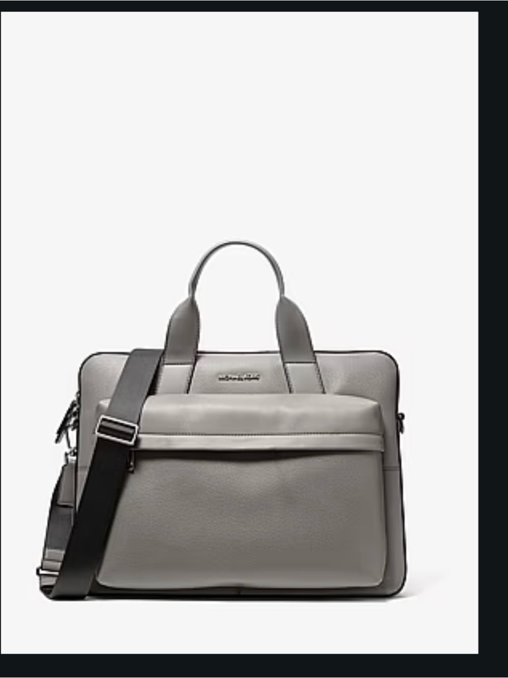 Michael Kors Gray Leather Briefcase with Black Adjustable Strap
